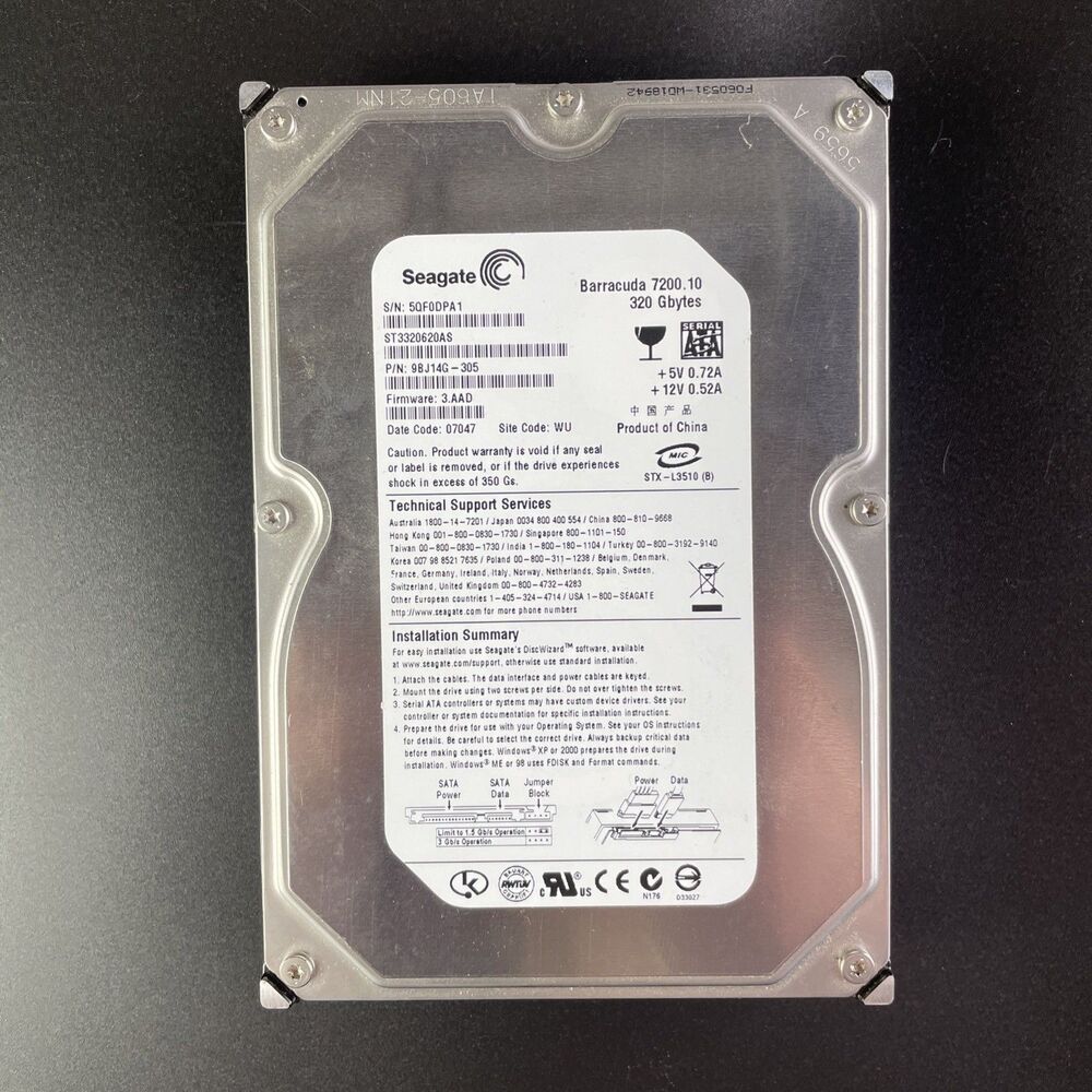 Seagate Barracuda Hard Drive 320GB SATA 3.5" Internal HDD 7200RPM